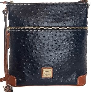 Fan Favorite! Dooney & Bourke black ostrich calf hide crossbody handbag.